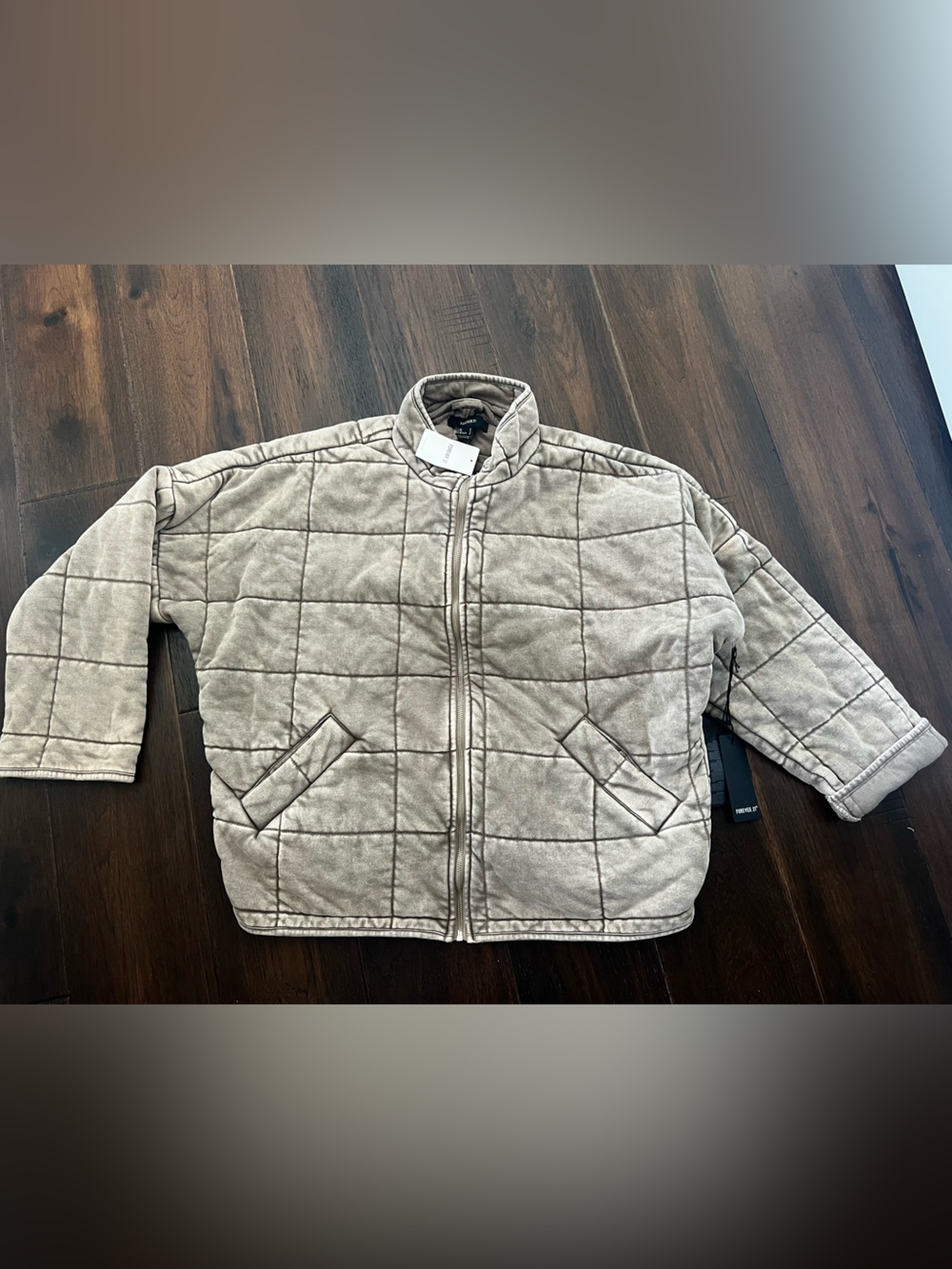 Forever 21 Quilted Puffer Jacket in Light Taupe